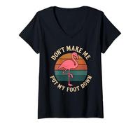 Donna Divertente fenicottero Vintage Colors Don't Make Me Put My Foot Down Maglietta con Collo a V