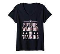 Donna Divertente FUTURO GUERRIERO IN FORMAZIONE Veterani Fratello Militare Maglietta con Collo a V