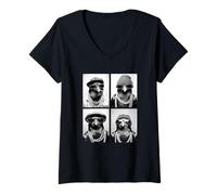 Donna Divertente Gangster Corvi Hip Hop Rap Street Urban Animals Meme Maglietta con Collo a V