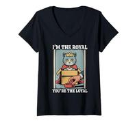 Donna Divertente gatto in scatola I'm The Royal Tu sei il gatto leale Maglietta con Collo a V