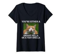 Donna Divertente Gatto Meme Sei o Un Ragazzo Intelligente o Un Odore scoreggia Maglietta con Collo a V