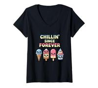 Donna Divertente gelato Kawaii Best Friends Chillin Since Forever Maglietta con Collo a V