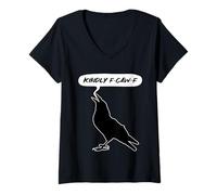 Donna Divertente Gentile F Caw F Corvo Uccello Detto Grafico F-Caw-F Corvo Maglietta con Collo a V