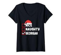 Donna Divertente Georgia Natale vacanze indossare Georgiano XMAS Costume Maglietta con Collo a V