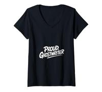 Donna Divertente Ghostwriter Orgoglioso Che Dice Sarcasmo Donne Men Maglietta con Collo a V