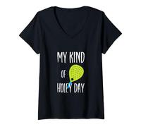 Donna Divertente Gioco di Parole Padel Il Mio Tipo di Holey Day Maglietta con Collo a V