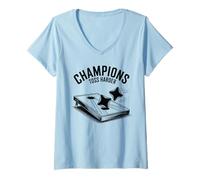 Donna Divertente Gioco di torneo di Cornhole Giocatore Campione per Uomini Donne Maglietta con Collo a V
