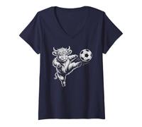 Donna Divertente giovenca da Calcio Che Parte Le Mucche delle Highland Non capiscono Maglietta con Collo a V