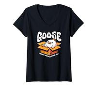 Donna Divertente Goose Thinks Inside Box Costume di Natale Maglietta con Collo a V