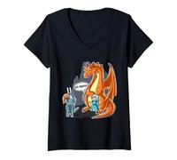 Donna Divertente Guardia del Corpo No Prince Need Dragon Maglietta con Collo a V