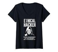 Donna Divertente hacker etico sarcastico La tua password è troppo breve Maglietta con Collo a V