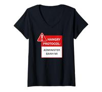 Donna Divertente Hangry Protocollo Amministrare Banh Mi Vietnamita Sandwich Maglietta con Collo a V