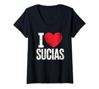 Donna Divertente I Love Sucias Umorismo Dire Spagnolo Slang Donne Uomini Maglietta con Collo a V