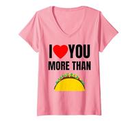 Donna Divertente I Love You More Than Tacos Maglietta con Collo a V