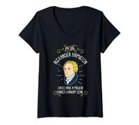 Donna Divertente I'm like Alexander Hamilton Maglietta con Collo a V