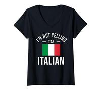 Donna Divertente I'm Not Yelling I'm Italian T-Shirt Maglietta con Collo a V
