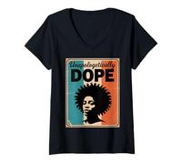 Donna Divertente impenitente Droga dicendo Afro Power Donne Uomini Maglietta con Collo a V