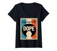 Donna Divertente impenitente Droga dicendo Afro Power Donne Uomini Maglietta con Collo a V