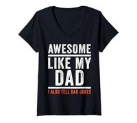Donna Divertente Impressionante Come Mio papà I Tell Dad Jokes Maglietta con Collo a V