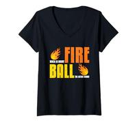 Donna Divertente in Dubbio Fireball The Room Fireball Lovers Maglietta con Collo a V