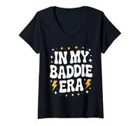 Donna Divertente in My Baddie Era, Bold Queen, Retro Diva Confidence Maglietta con Collo a V