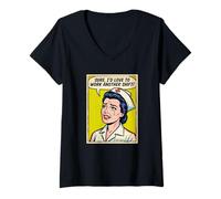 Donna Divertente Infermiera I d Love To Work Another Shift Pop Art Sarcastico Maglietta con Collo a V