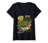 Donna Divertente Interruttore di Halloween Don't Make Me Flip My Witch Maglietta con Collo a V