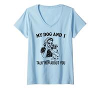 Donna Divertente, io e Il Mio Cane Boxer parliamo di Te Maglietta con Collo a V