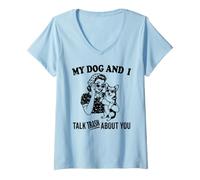 Donna Divertente, io e Il Mio Cane Corgi parliamo di Te Maglietta con Collo a V