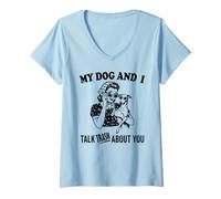 Donna Divertente, io e Il Mio Greyhound parliamo di Te Maglietta con Collo a V