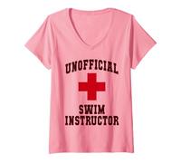 Donna Divertente ISTRUTTORE DI NUOTO NON UFFICIALE Pool Camp Nuoto Viaggio Surf Maglietta con Collo a V