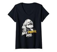 Donna Divertente Karl Marx, Comunismo, Marx Maglietta con Collo a V