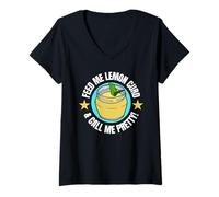 Donna Divertente Lemon Curd Maglietta con Collo a V