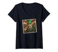 Donna Divertente Leprechaun Vintage Pub Selfie Giorno di San Patrizio Maglietta con Collo a V