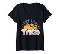 Donna Divertente Let's Go Taco Lover Trendy Political Meme Maglietta con Collo a V