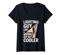 Donna Divertente Light Tech Lighting Guy come un ragazzo normale ma più freddo Maglietta con Collo a V