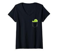 Donna Divertente lime Art per uomini donne bambini verde limone fetta amante Maglietta con Collo a V