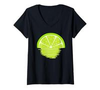 Donna Divertente lime Art per uomini donne bambini verde limone fetta amante Maglietta con Collo a V