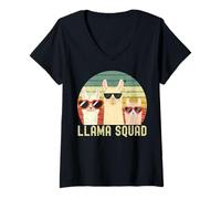 Donna Divertente Llama Design For Men Women Llama Alpaca Farm Animal Maglietta con Collo a V