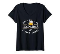 Donna Divertente Logo IPA e dicendo Che Bevo Birra Scherzo umoristico correlato Maglietta con Collo a V