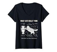 Donna Divertente Maglietta con Gatto e Fisica, Scienza, Umorismo, Regalo per papà e Gatto Nerd Maglietta con Collo a V