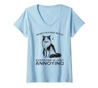 Donna Divertente Maglietta con Gatto I'm Not in a Bad Mood Everyone's Annoying Maglietta con Collo a V