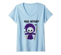 Donna Divertente Maglietta da Mietitore per Giovani, Halloween Gioco di Parole abbraccia chiunque Maglietta con Collo a V