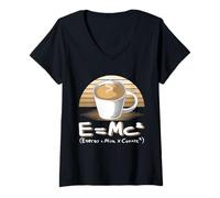 Donna Divertente Maglietta scientifica E=MC2 Coffee Energy Milk Coffee Formula Maglietta con Collo a V
