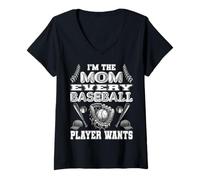 Donna Divertente maglietta sportiva con scritta in inglese "I'm the mom every baseball player wants" Maglietta con Collo a V