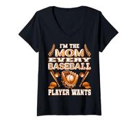 Donna Divertente maglietta sportiva con scritta in inglese "I'm the mom every baseball player wants" Maglietta con Collo a V