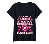 Donna Divertente maglietta sportiva con scritta in inglese "I'm the mom every baseball player wants" Maglietta con Collo a V