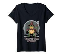 Donna Divertente Mago ranocchio 'TWAS The 'Tism M'Lord Fantasy Art Maglietta con Collo a V