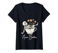 Donna Divertente mai meglio Caffè Casual Barista Maglietta con Collo a V