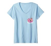 Donna Divertente Maiale Pocket Pool Float Flamingo Summer Party Vibes Maglietta con Collo a V